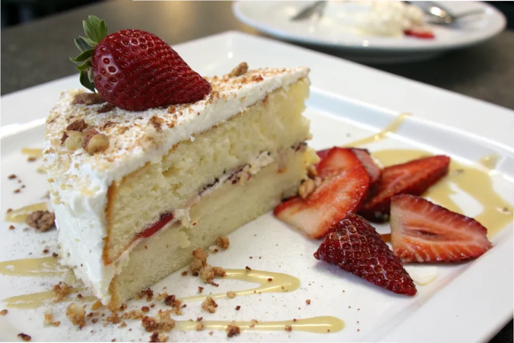 Slices of Tres Leches cake wrapped in plastic and foil on a counter, demonstrating tips for extending shelf life in the fridge.